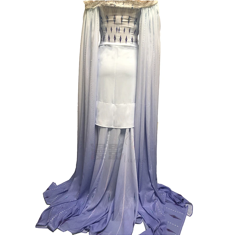 Queen костюм Эльзы снежной принцессы Косплэй взрослых замер 2 Хэллоуин Карнавальный костюм вечерние белое платье в китайском стиле; нарядная юбка с героями мультфильмов