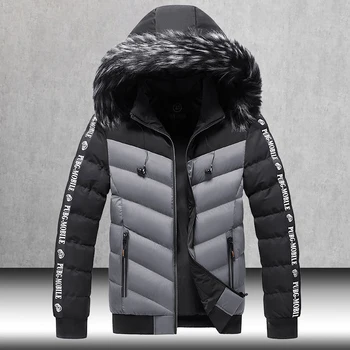 Winter Jacket Men 2021 Fur Collar Hooded Thick Warm Cotton Outwear Man Patchwork Parka and Coats Windbreaker Parkas Male M-5XL 1