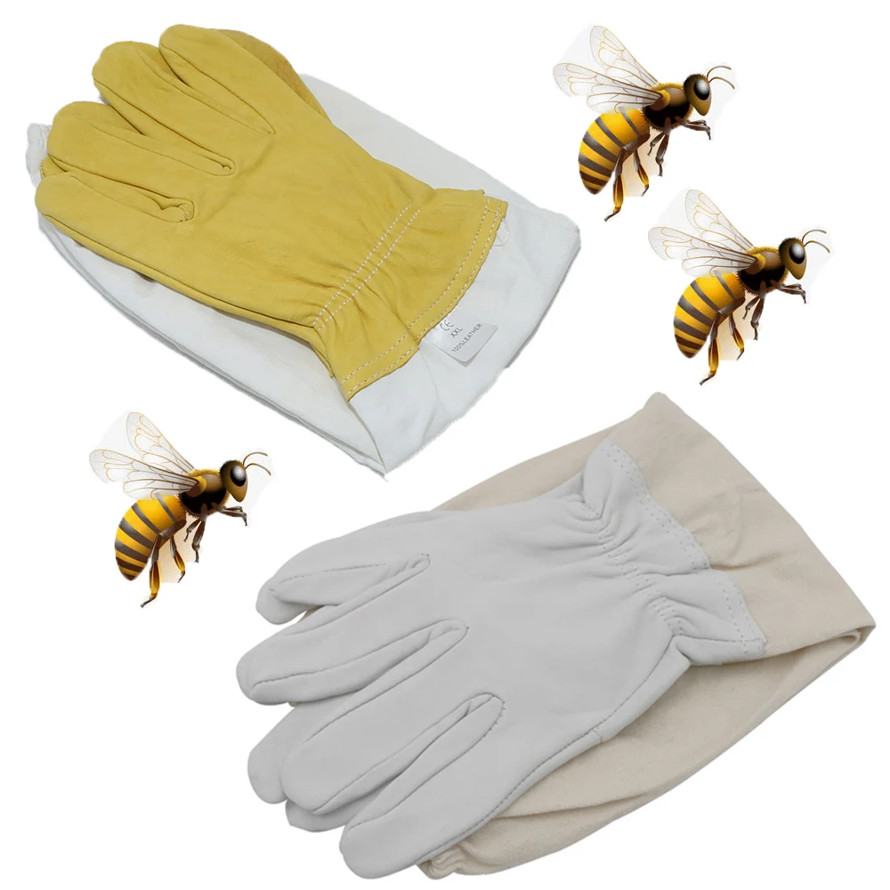 Beekeeping Gloves 1Pair Sheepskin/Linen Glove Anti-bee Anti-sting Long Sleeves Ventilated Apiculture Beekeeper Bee Keeping Tool