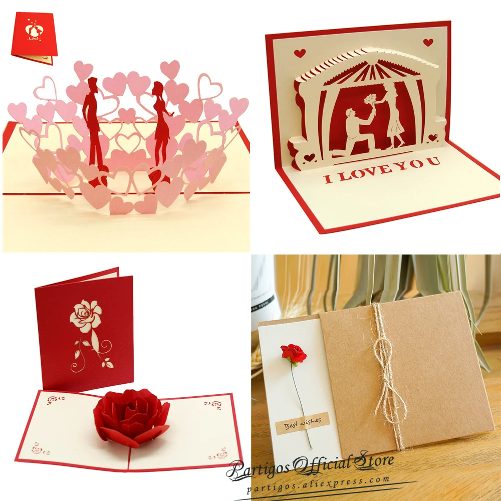 Tanio 3D karty kirigami walentynki prezent pocztówka zaproszenie sklep