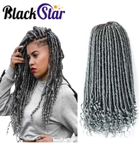 

Goddess Locs Crochet Hair with Curly Ends Ombre Grey Goddess Faux Locs Hair Soft Synthetic Braiding Hair Extensions for Women