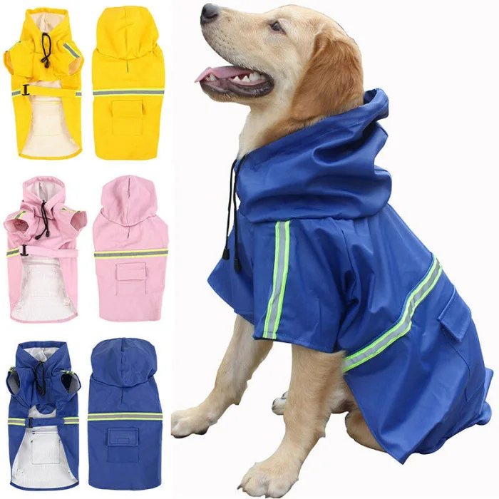 Pets Dog Waterproof Raincoat Reflective Stripe Clothes Pet Supplies DTT88