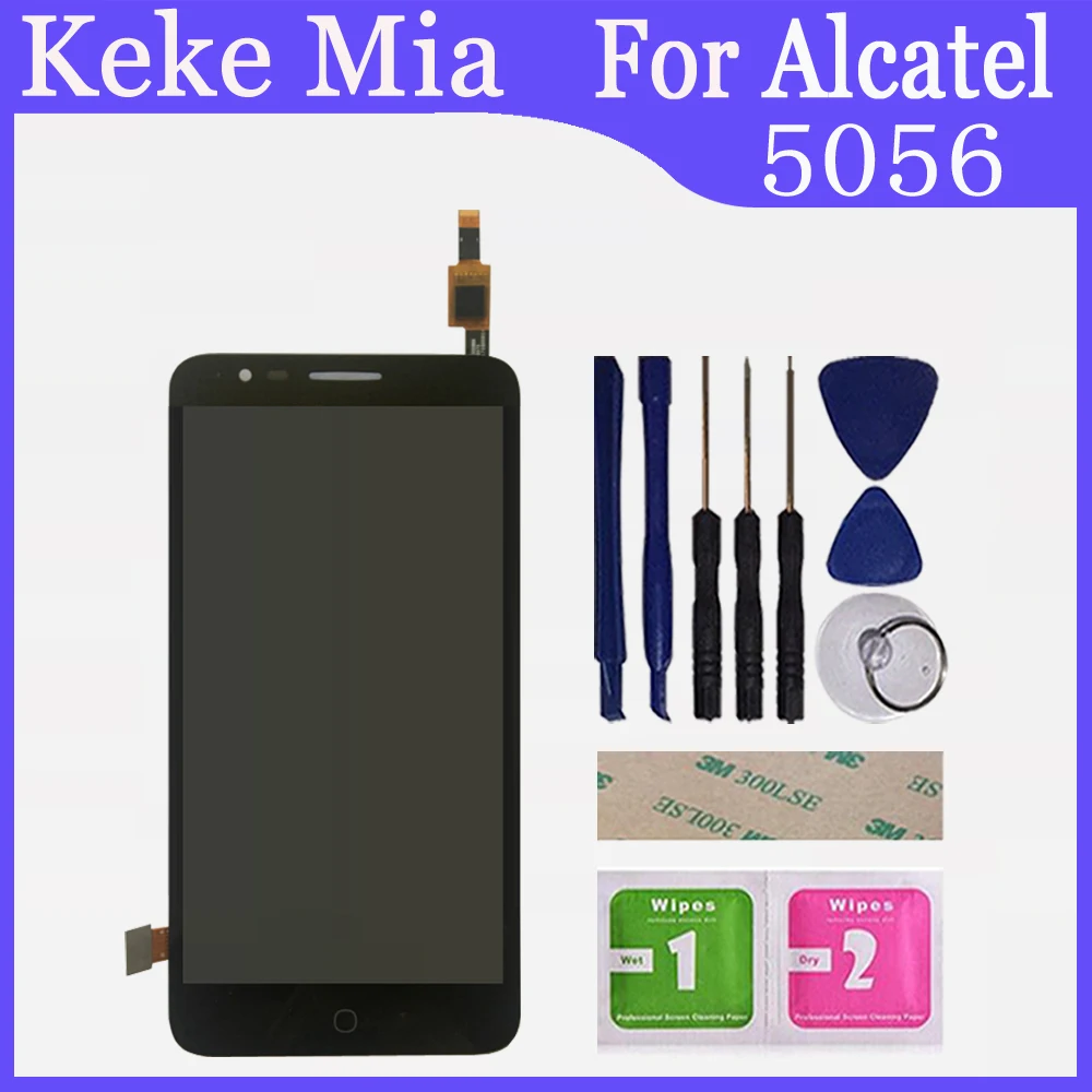 5,5 дюймов для Alcatel Pop 4 Plus 5056D OT5056D OT5056 5056 5056A ЖК-дисплей+ сенсорный экран дигитайзер Запасные части стекло экрана - Цвет: Black