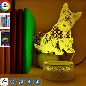

Animal Schnauzer dog 3D Optical Illusion Light USB Modern Night Light Dog Glowing LED Lighting Home Clock Base Desk Lamp