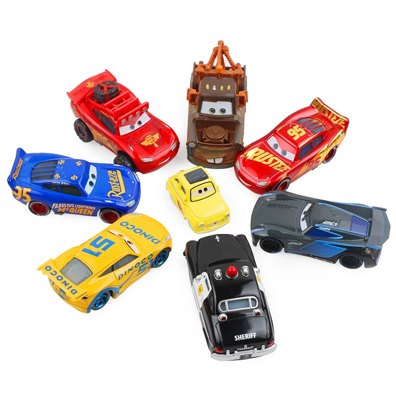 

2019 Pixar Cars 2 3 Lightning McQueen Mater Jackson Storm Ramirez 1:55 Diecast Metal Alloy Car Model Christmas Kids Toys Gifts