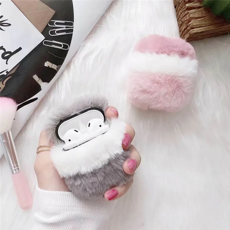 Теплый меховой плюшевый чехол для Airpods Air pods 1 2 пушистый Pro Беспроводная зарядка защитный