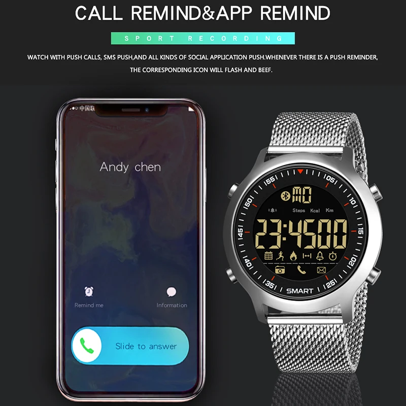 Male Smart Sport Watch Pedometer G Type Shock Outdoor Watches 50M Waterproof Digital Men Wristwatch IOS Android