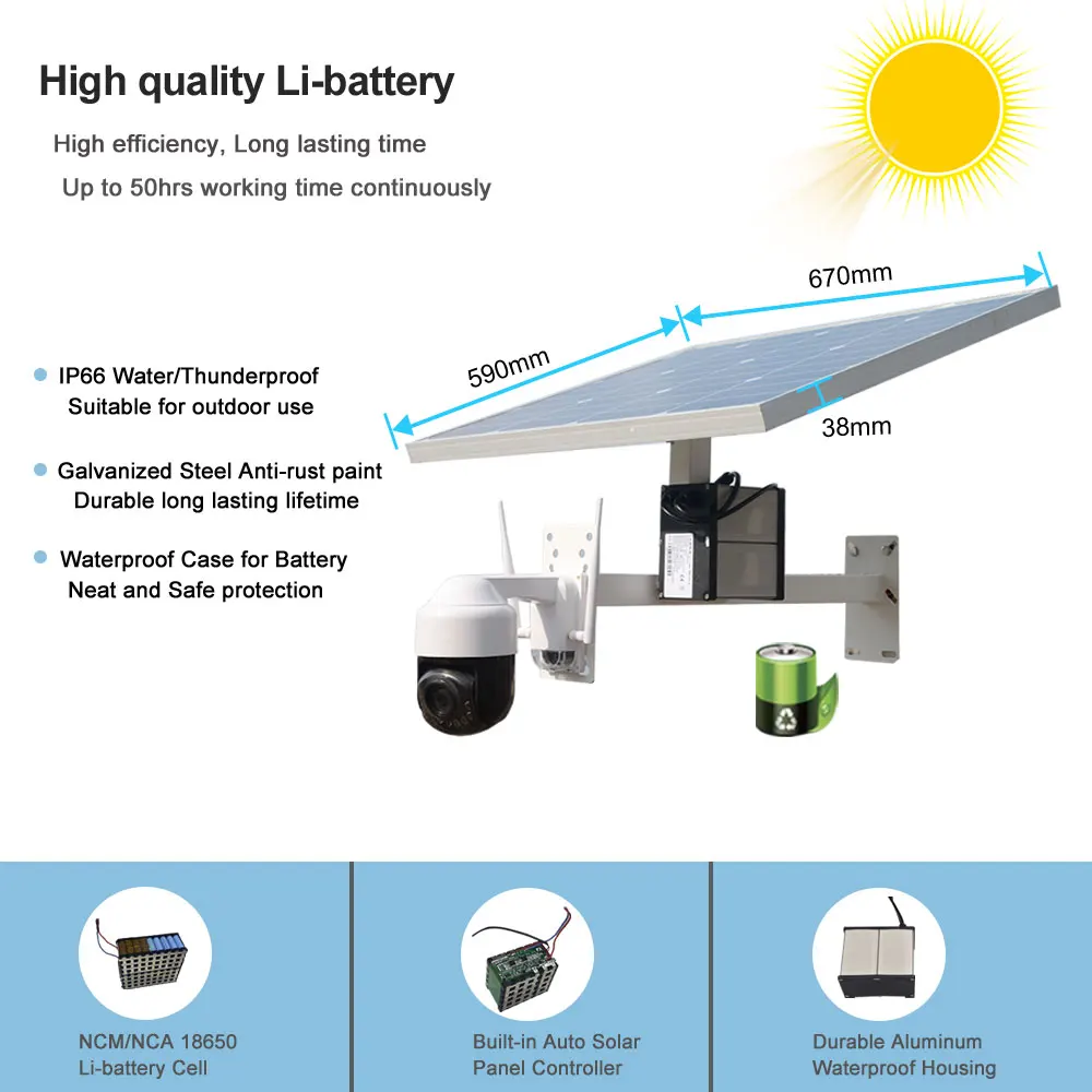 Мини 1080P 4G PTZ камера 60 Вт на солнечной панели с питанием от Li-battery Kit 30Ah 2 Way Audio Беспроводная ip-камера цветной 4X Zoom 32G SD IR 50m