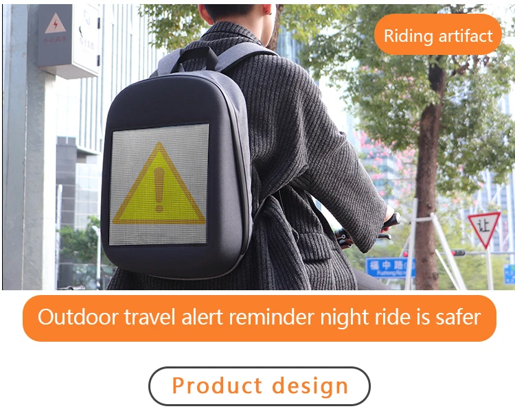Умный светодиодный рекламный рюкзак с управлением через приложение Wi-Fi, USb, DIY, Wi-Fi, светодиодный рекламный рюкзак для прогулок по городам, 14 дюймов, рюкзак для ноутбука