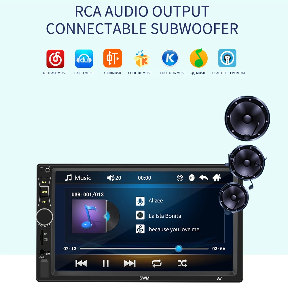 2 DIN 7 дюймов HD сенсорный экран Bluetooth Стерео FM радио MP5 Аудио плеер Mirrorlink рулевое колесо управление Зарядка телефона