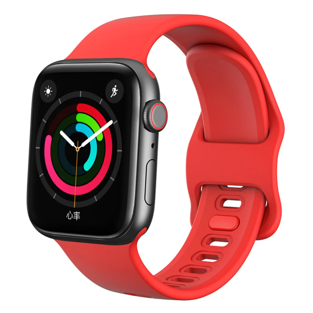 Резиновый спортивный ремешок для Apple watch 38 мм 40 мм 42 мм 44 мм силиконовый браслет на запястье для iwatch серии 5 4 3 2 1 ремешок для часов - Цвет ремешка: Red