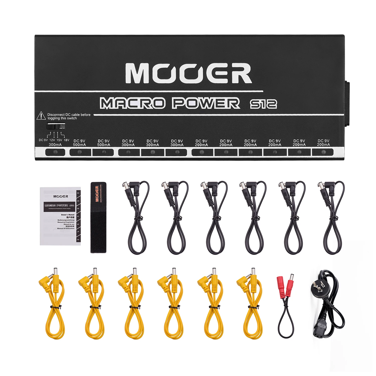 MOOER MACRO power S12 Электропитание для гитары 12 изолированных выходов постоянного тока 9 В/12 В/15 В/18 в металлический корпус