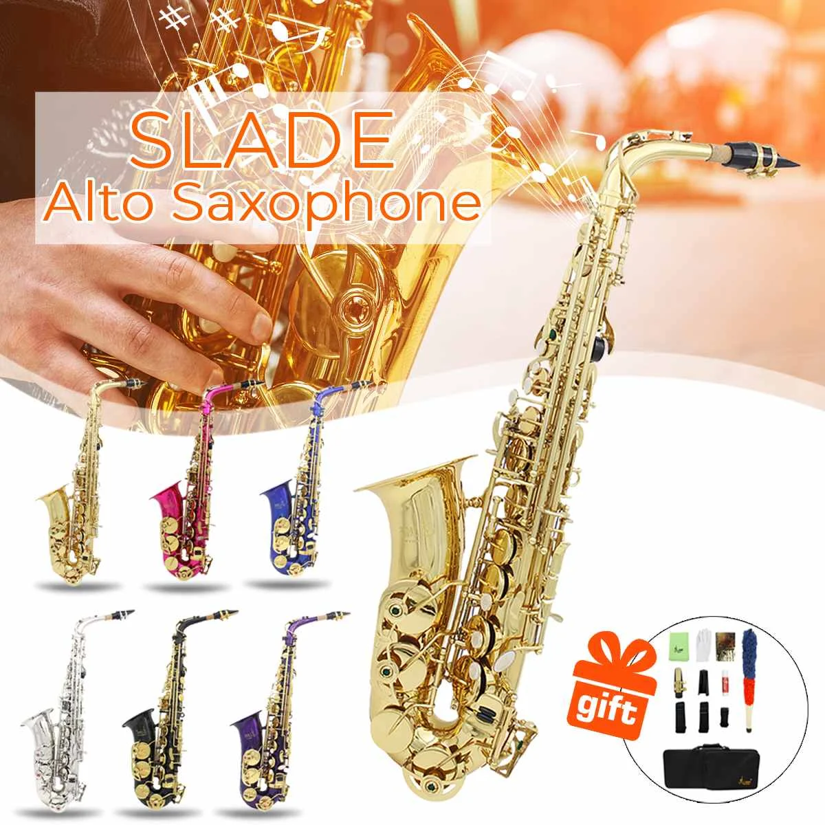 Instrumento de Orquestra Trompete com Bolsa de Transporte Slade Conjunto Saxofone Alto Apartamento Requintado Sax Aumento Acolchoada eb