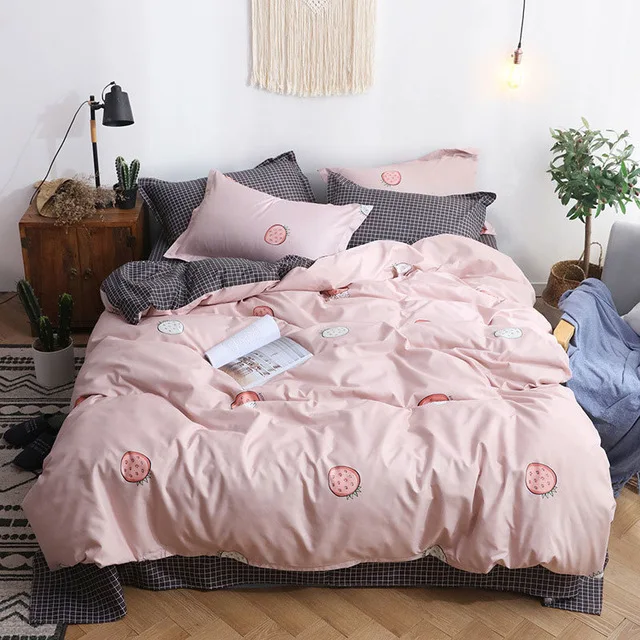 Фиолетовый набор постельного белья для девочек, 4 шт. мультяшный пододеяльник, детская кроватка для взрослых, простыни и наволочки, постельный комплект 2TJ-61005 - Цвет: 2TJ-61005-002