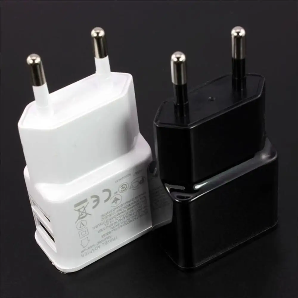 Универсальное зарядное устройство для мобильного телефона с двумя USB разъемами европейского стандарта, 5 В, 2 А, зарядное устройство для путешествий, зарядное устройство для iPhone, Android