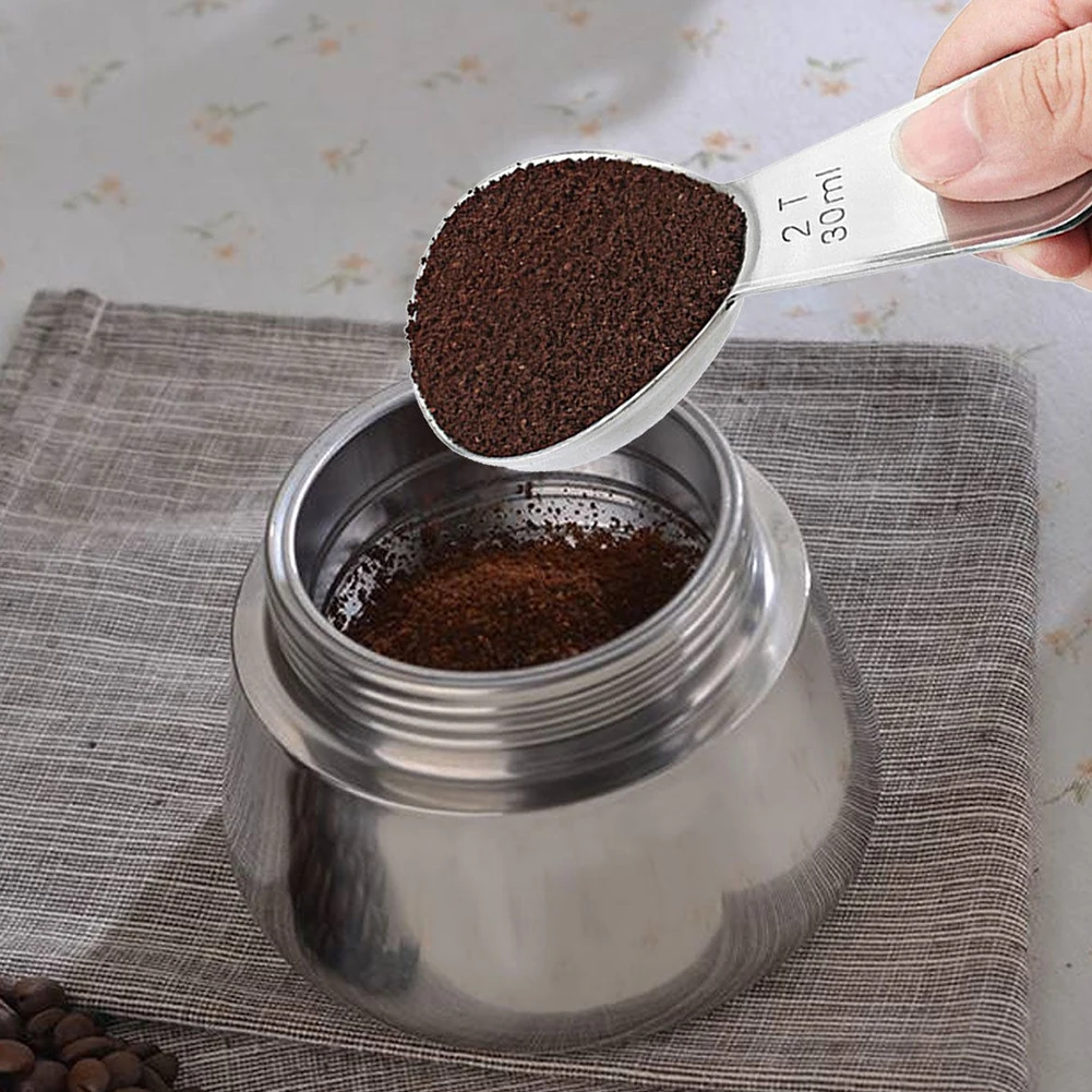 2pcs 15/30ml Spoon Coffee Kitchen Tool Sugar Milk Ergonomic Spices Accurate Measuring Mini Stainless Steel Scoop