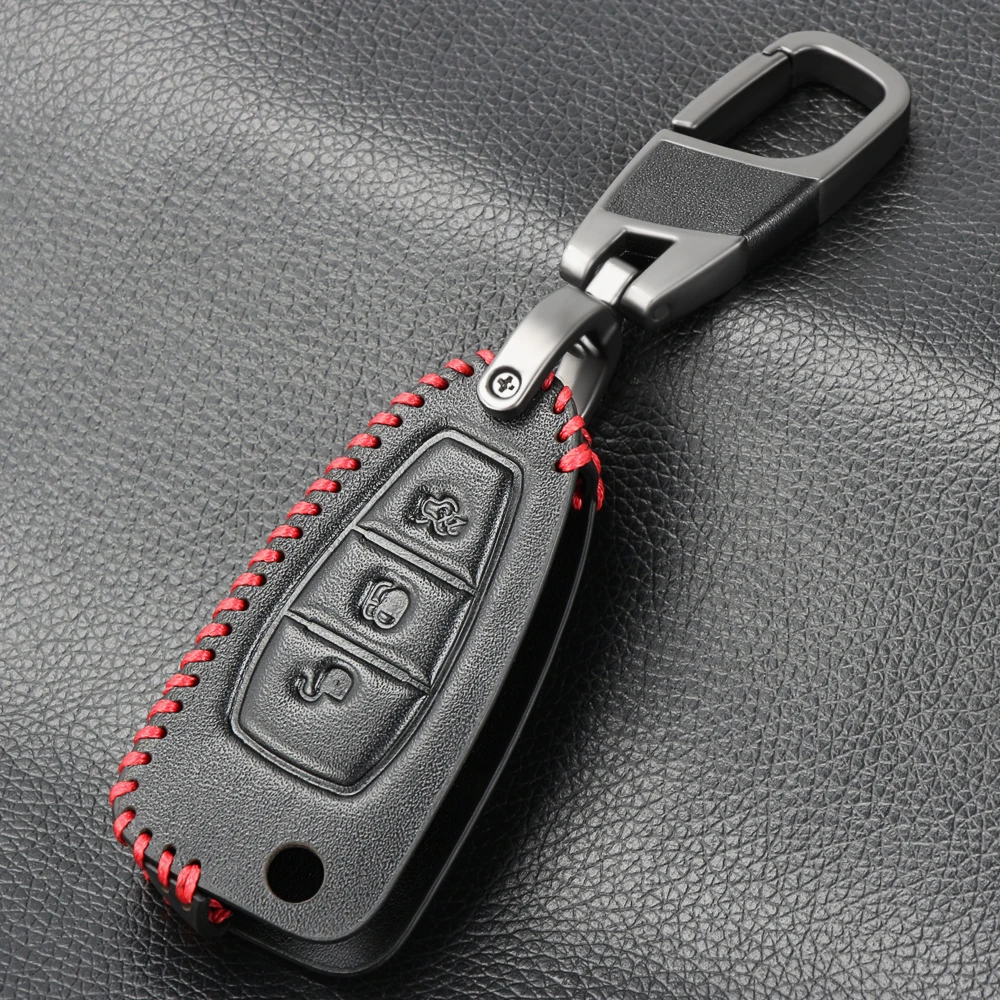

1pc Car 3 Buttons Black Key Case Covers Holder Fob Shell Durable For Ford Focus