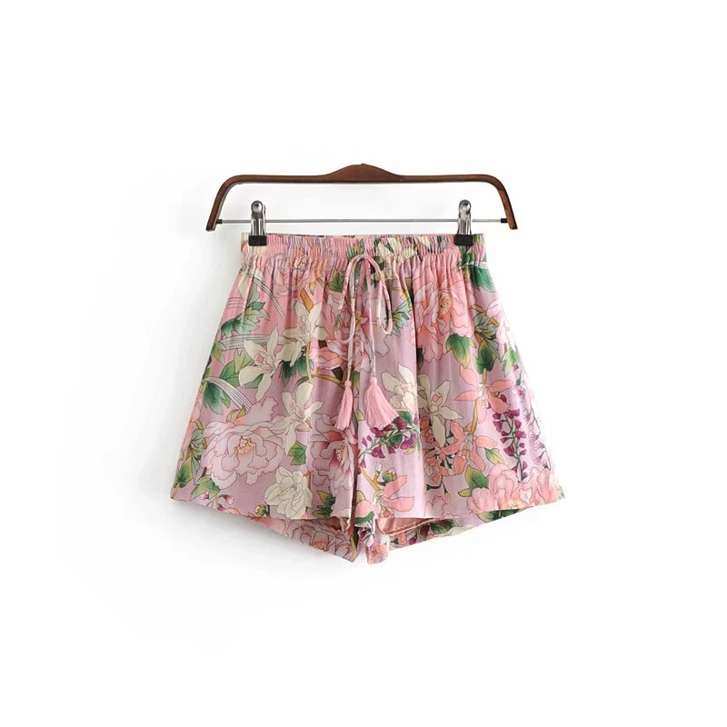 Boho Queens каштановых женские рисунком подъемного крана комплекты одежды с поясом в