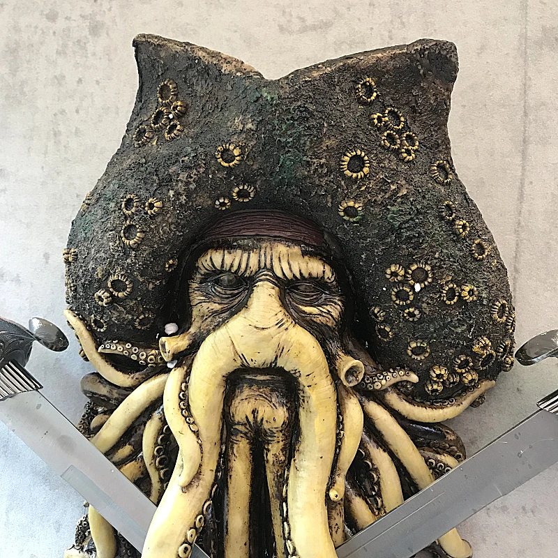 Пираты Карибы Джек Воробей 3D стереоскопическая голова осьминога Настенный декор смола фигурка Коллекционная модель игрушки X4128