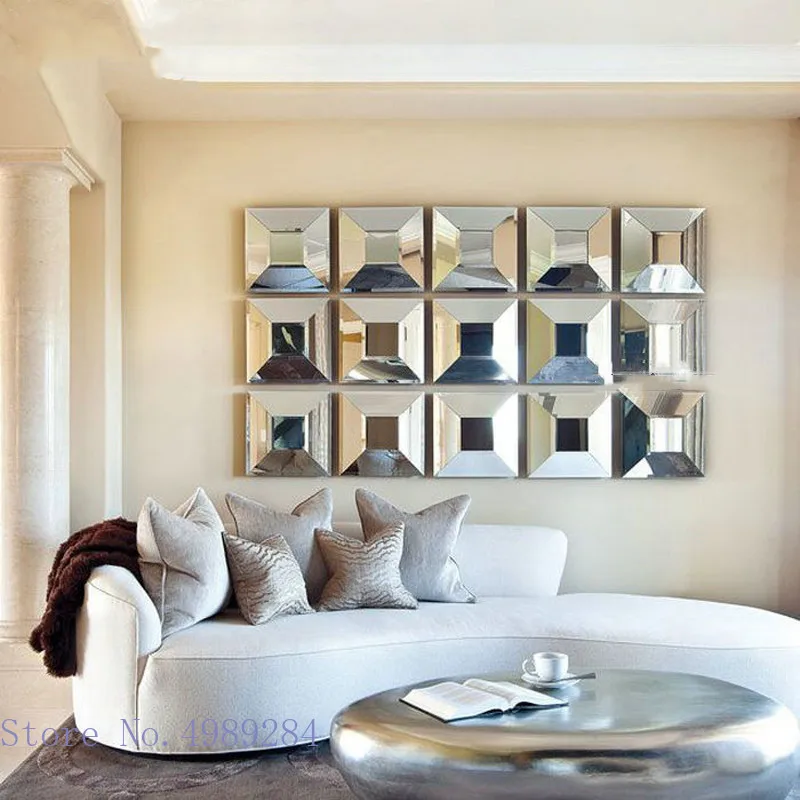 Background Wall Decorative Mirror Square Wall Mirror Ornaments Living Room Wall Hanging Combination Home Decoration Accessories 3