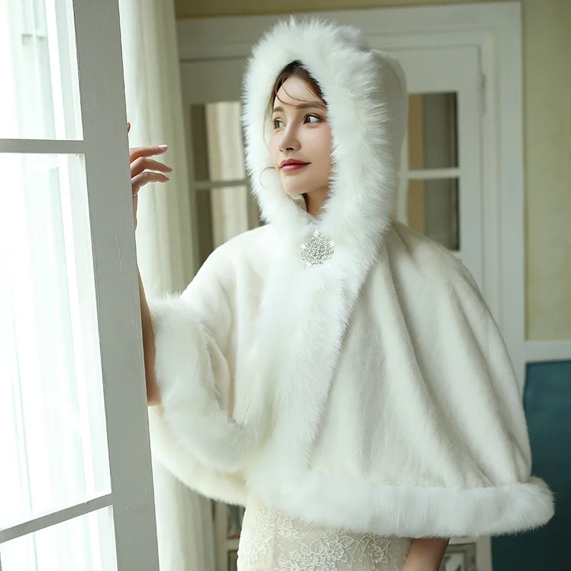 

New imitation wool shawl, dress warm shawl, evening with a hat cape