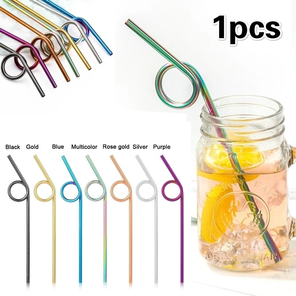 1pcs 304 Stainless Steel Straw Creative Straw Color Metal Beverage Coffee Milk Tea Straw Water