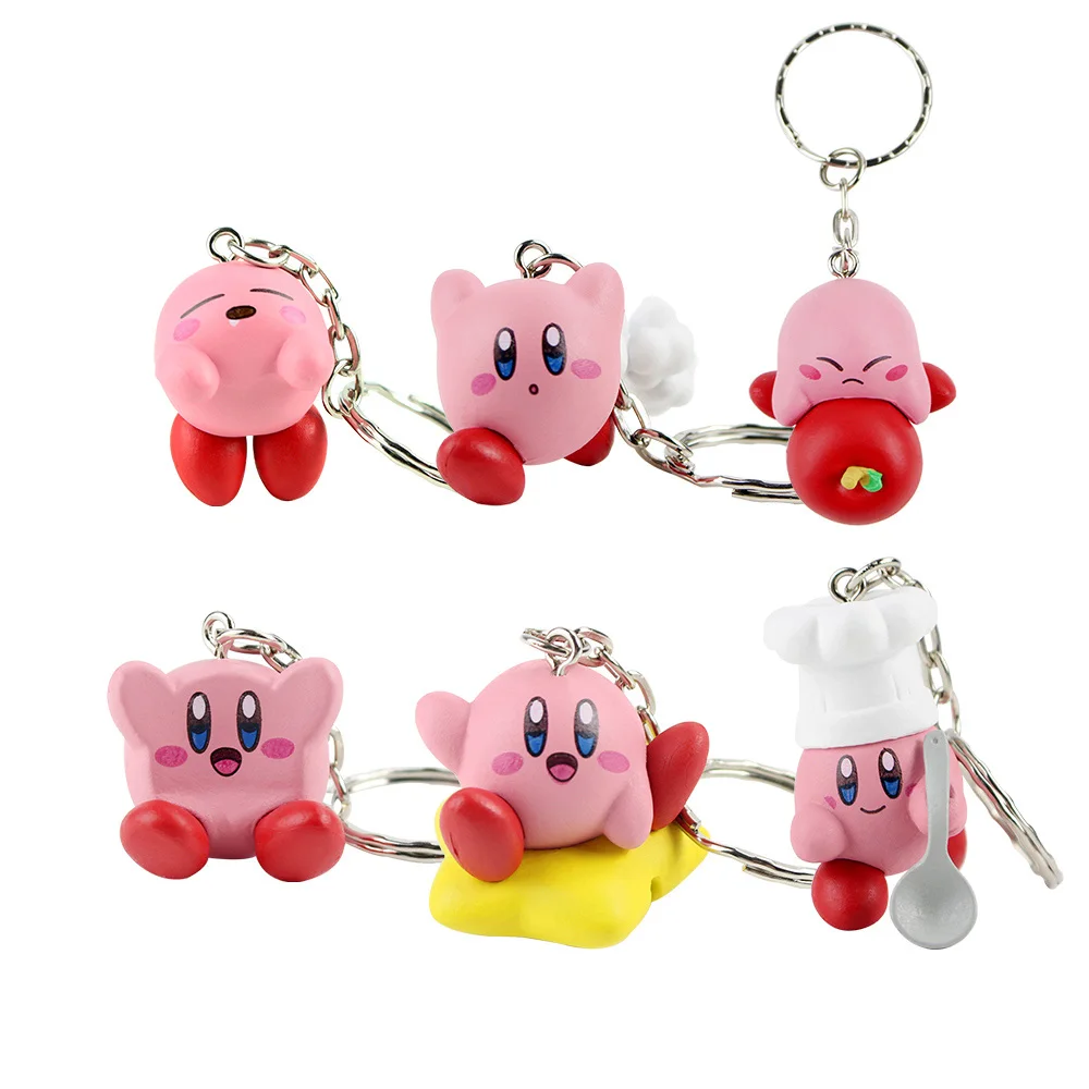 6 шт./компл. 4 см Kirby Popopo мини-фигурки из ПВХ игрушки с брелками подвески - Цвет: 6pcs keychain