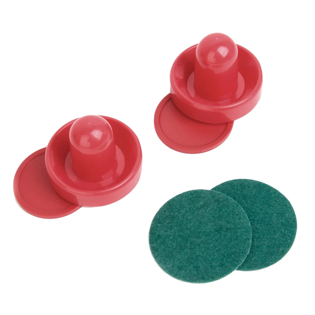 Set of 4 Air Hockey Pucks and Paddles Replacment - 2 Pucks 2.5 inch + 2 Slider Pushers - Red, Game Tables Equipment Accessories