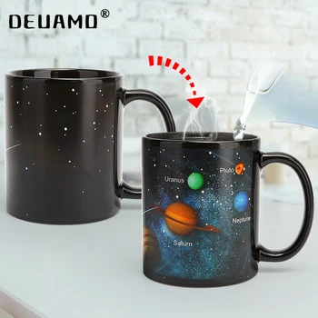 

Creative Ceramic Mug Color Changing Mug Heat Coffee milk Cups Friends Gift Student Breakfast Cup Star Solar System travel Mug