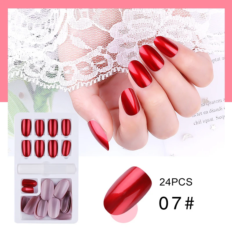 24pcs--07 Накладные ногти с полным покрытием, 24/30 шт, 28 стилей, Готовые накладные ногти, искусственные ногти, украшения для женщин, сделай сам, инструменты для дизайна ногтей - Цвет: 24pcs--07