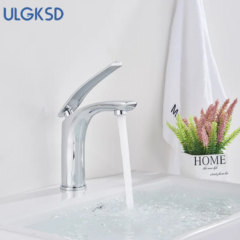 Chrome Copper Hot And Cold Water Faucet Column Basin Basin Bace Basin Wash Basin Faucet Elegant Curve Deck Installation