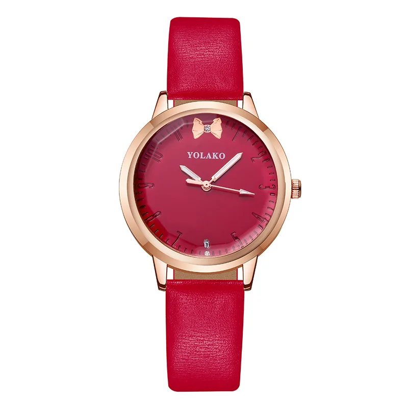 

YOLAKO Korean-style Fashion Casual Women's Watch New Feminine Simple Small Elegant Bow Fashion Work Travel Watch Zegarek Damski