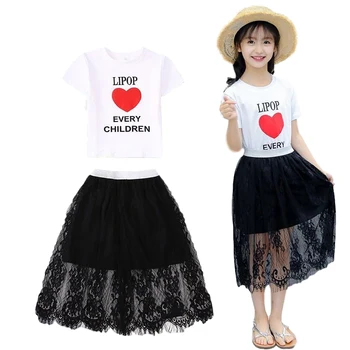 

Children's Girls Sleeveless+Skirts 2pcs Clothes Set 2020 Outfit Suit Summer Kids Clothing Girls Summer Suits 3-15 years old