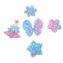 50 шт. Единорог Морская звезда Рождественская елка Лоскутная блестящая самоклеящаяся кожаная нашивка, материалы для ручных поделок для поделок, 50Yc8032