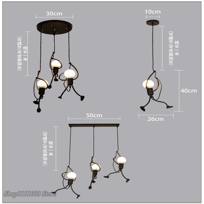 Kaufen Kreative Wenig Mann Anhänger Lichter Klettern Anhänger Lampe für Kinder Zimmer Hängen Lampe Metall Schnur Anhänger Lampen Kunst Dekoration