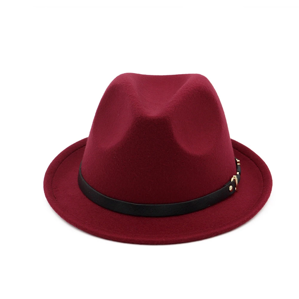 Классическая мужская и женская шерстяная шляпа Fedora с поясом поп шляпа элегантные женские вечерние Шляпы размер 56-58 см