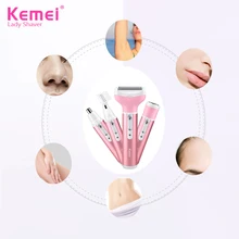 Электрический эпилятор Kemei, 4 в 1, перезаряжаемый, для удаления волос, лица, подмышек, тела, бикини, триммер, бритва, набор для удаления волос D40