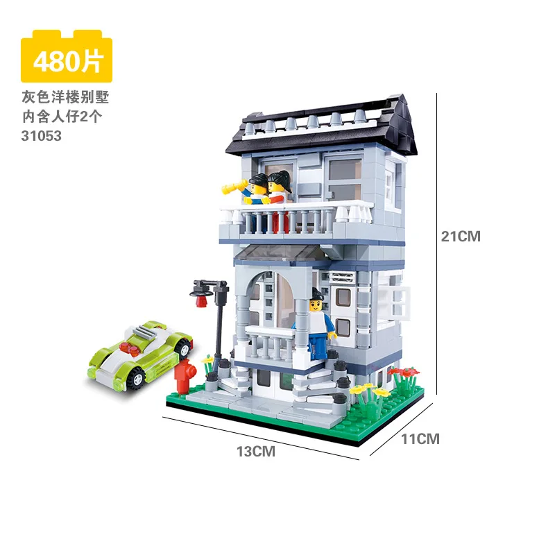 31053 Wange City architecture модельные строительные наборы кубики, Детские игрушки Детские кирпичи Франция вилла деревенские наборы - Цвет: 31053
