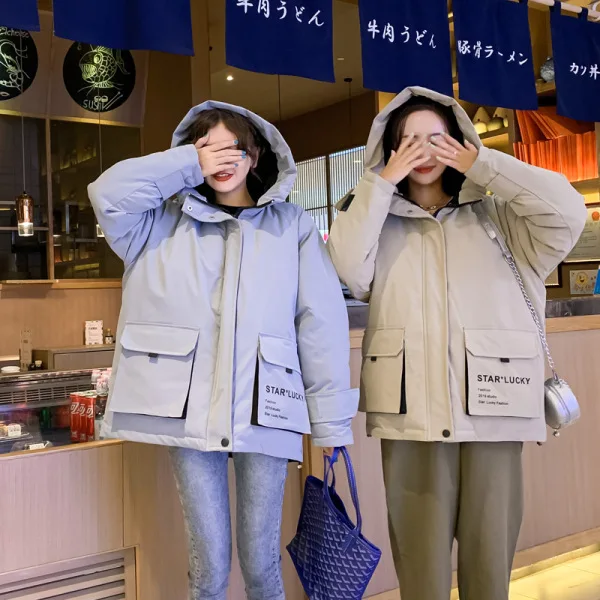 

2019 Winter Cotton-padded Clothes Online Celebrity Students Short down Jacket CHIC Women's College Style Thick Loose Cotton Coat