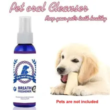 60 мл для чистки зубов Уход за полостью рта удаление запаха для собак облегчение боли Портативный Pet освежитель дыхания кошки Антибактериальный стоматологический спрей
