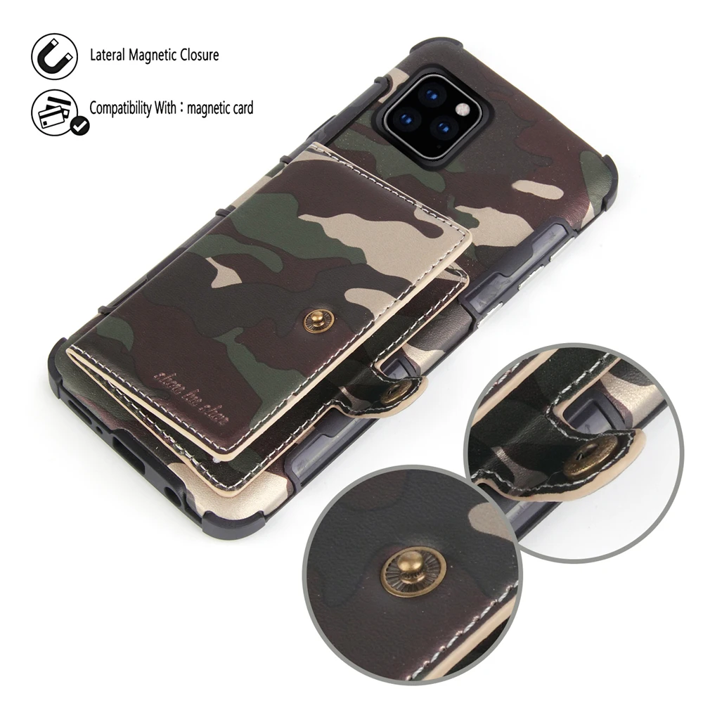 Чехол камуфляжного цвета для iPhone 11 11 Pro 11 Pro Max PU кожаная задняя крышка откидная подставка, гнездо для карточек кошелек чехол с фоторамкой