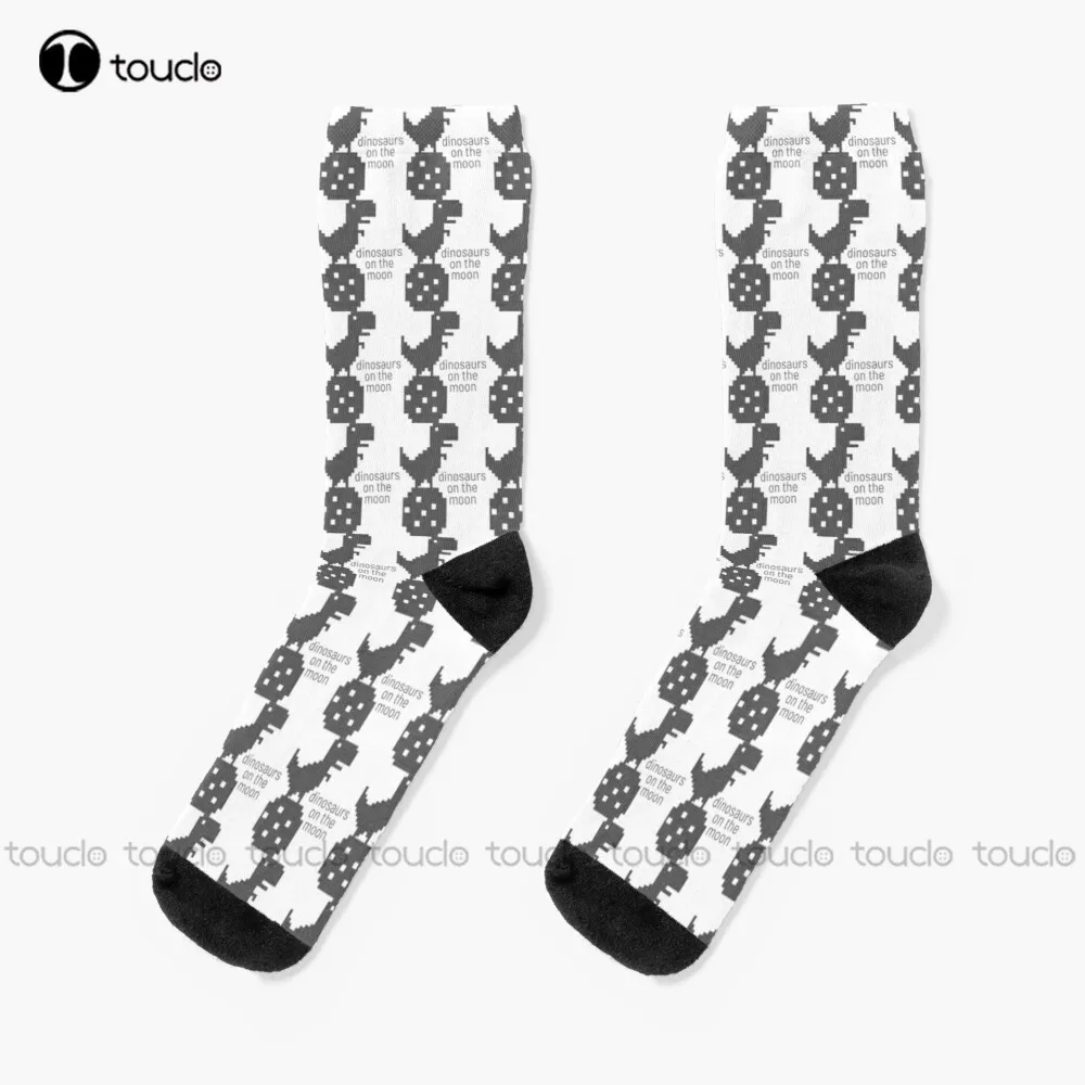 

New Dinosaurs On The Moon Socks Black Socks For Men Personalized Custom Unisex Adult Socks Teen Socks Halloween Christmas Gift