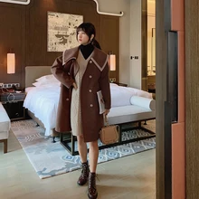 Mishow зимняя винтажная коричневая куртка с отворотом Женская модная двубортная Толстая куртка с отворотом Топы MX19D9695