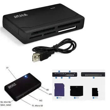 

Mini 26-IN-1 USB 2.0 High Speed Memory Card Reader For CF xD SD MS SDHC with LED light Card Reader Black