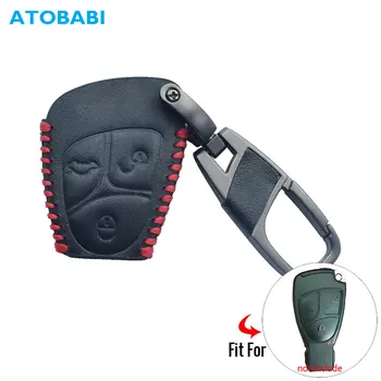 

3 Buttons Leather Car Key Case For Mercedes-Benz Class A C E S ML CLK SLK C200 E320 350 CLS Smart Keyless Remote Entry Fob Cove