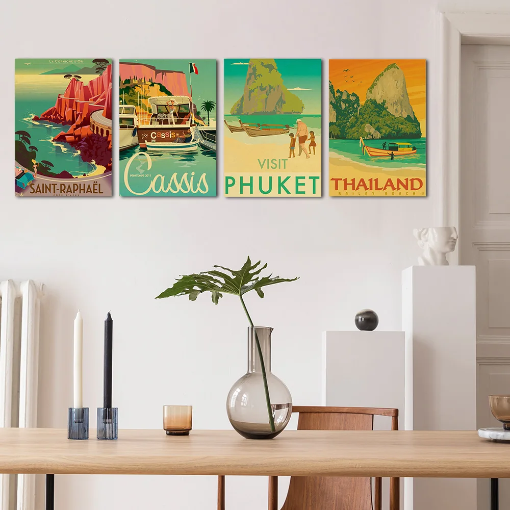 Travel Poster Tahiti | Tahiti Art Paintings | Metal Poster
