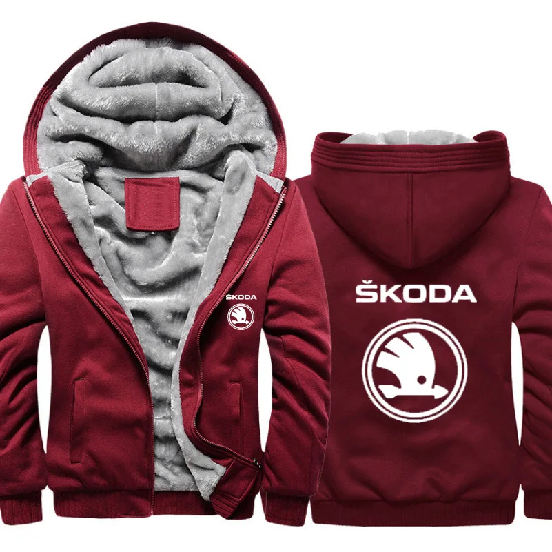 Куртка мужская для автомобиля Skoda логотип печати толстовки мужские s повседневные зимние толстый теплый флис хлопок молния одежда реглан мужские спортивные костюмы - Цвет: 805