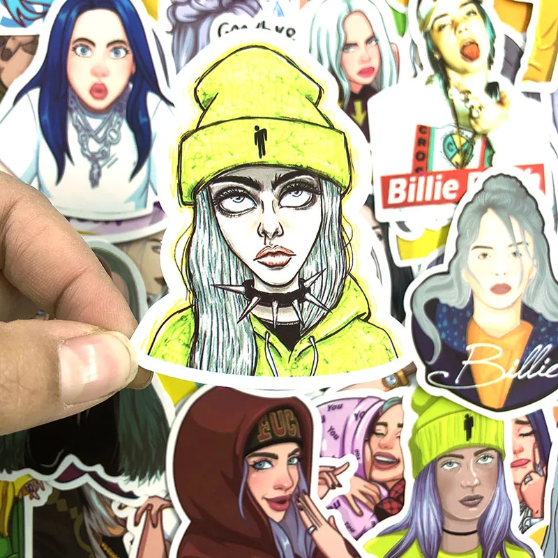 50 шт./упак. Billie Eilish граффити наклейки американская певица наклейки для мотоцикла ноутбук Чемодан скейтборды дневник канцелярские принадлежности