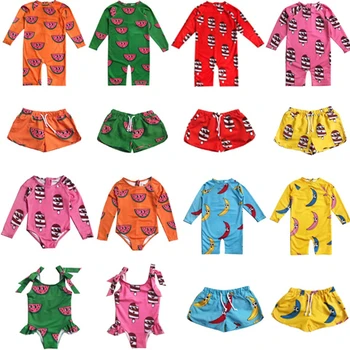 

Kis Swimwear Sets 2020 New Summer Hugo Brand Boys Girls Fashion Print Swimsuits Baby Child One Piece Swiming Suits Clothes