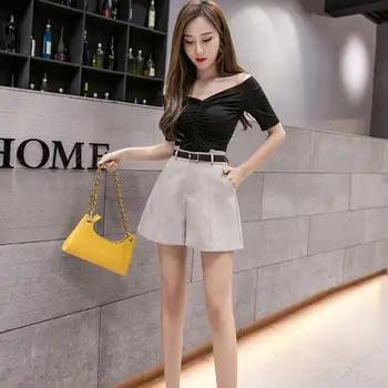 

Women Casual High Waist Zipper Pockets Shorts Skirts OL Ladies Wild Leisure Street Style Loose Street Style All-match Shorts